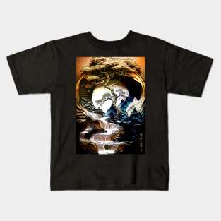 Japan art tree landscape Kids T-Shirt